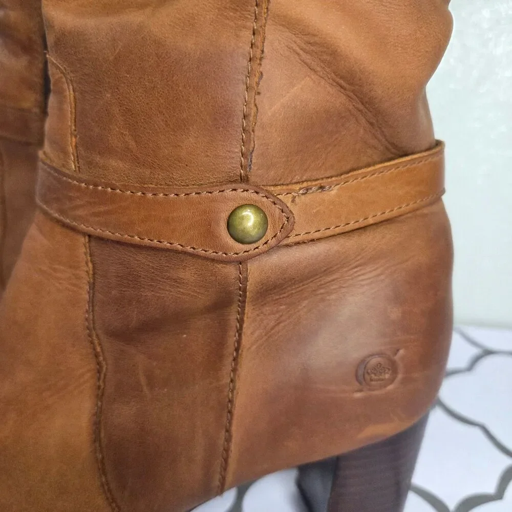 Born Ellendale Knee High Leather Boots Brown Low Heel sz 8.5